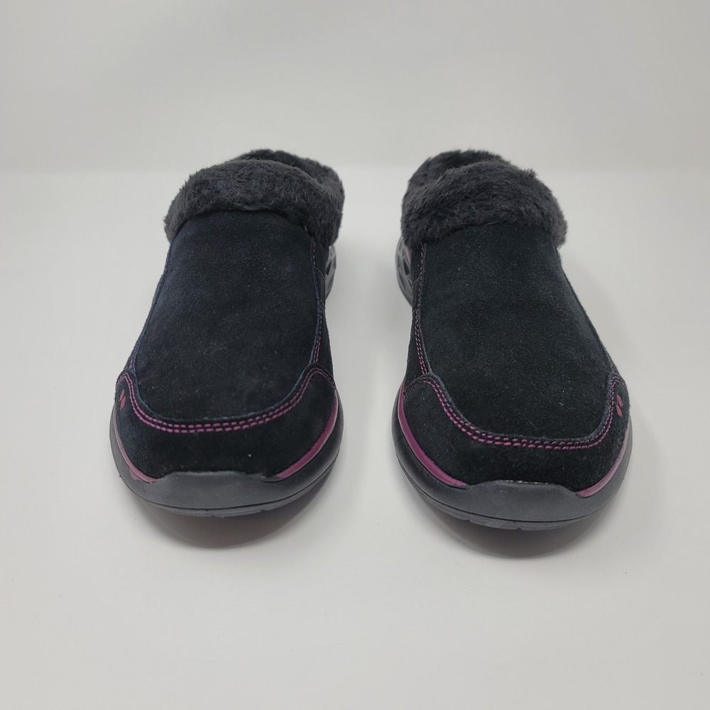 Ryka Womens Black Purple Suede Faux Fur Comfort Slip On Clogs Mules 7.5W New - Picture 2 of 10